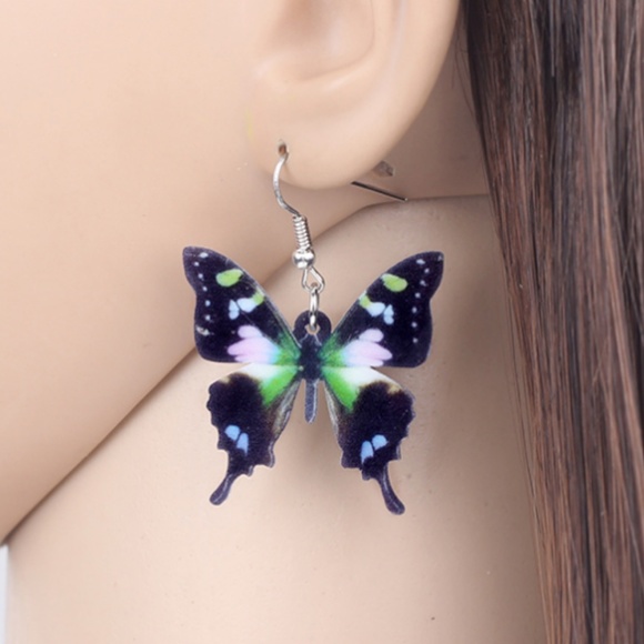 NEW Acrylic Swallowtail Butterfly Earrings - Picture 4 of 6